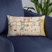 Custom Richfield Minnesota Map Throw Pillow in Woodblock on Blue Colored Chair