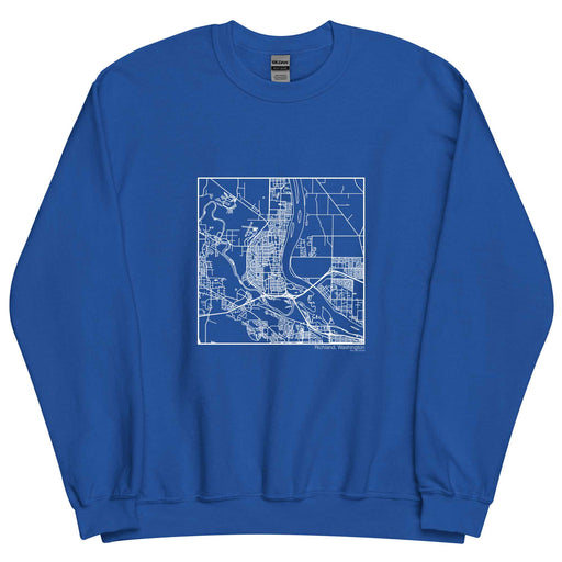 Richland Washington Map Unisex Crewneck Sweater with City inscription in Royal Blue
