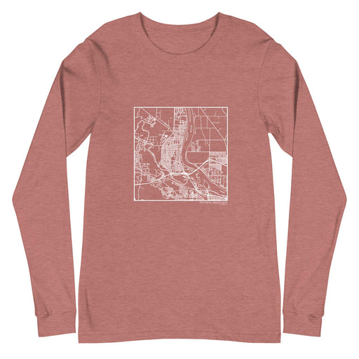 Richland Washington Map Unisex Long-Sleeve T-shirt with City inscription in Heather Mauve