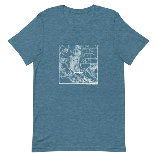 Richland Washington  Map Unisex T-Shirt with City inscription in Heather Teal
