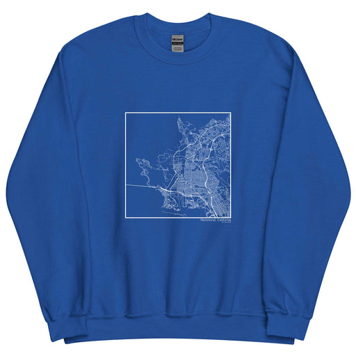 Richmond California  Map Unisex Crewneck Sweater with City inscription in Royal Blue