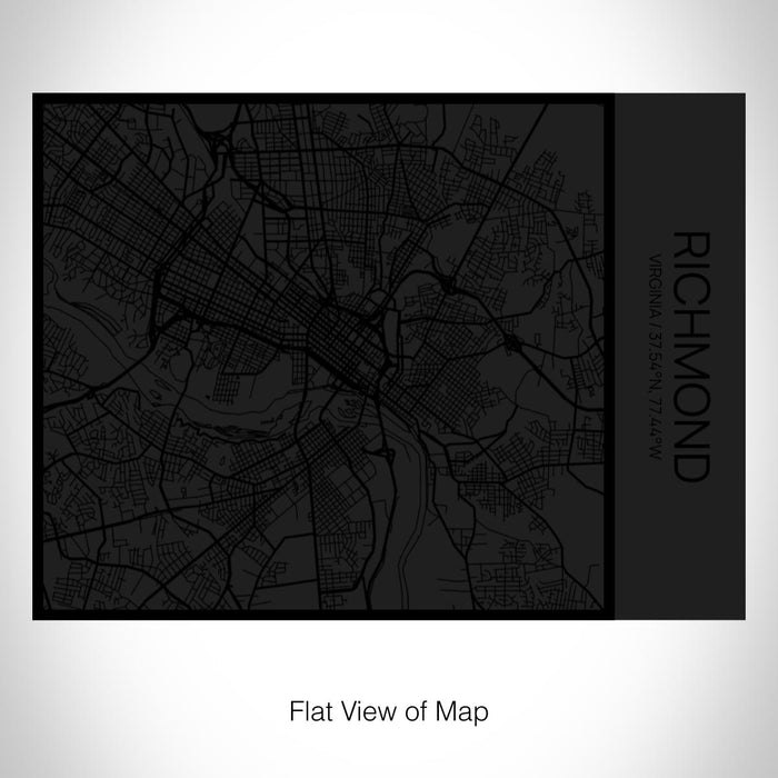 Rendered View of Richmond Virginia Map on 20oz Stainless Steel Insulated Bottle with Bamboo Top in Matte Black with printed Tactile Lines Map in Black