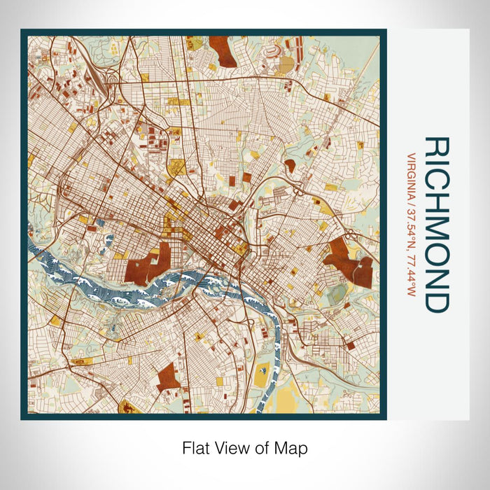 Rendered View of Richmond Virginia Map on 17oz Stainless Steel Insulated Tumbler in Woodblock Map Style