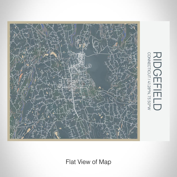 Rendered View of Ridgefield Connecticut Map on 20oz Stainless Steel Insulated Bottle with Bamboo Top with printed afternoon style map