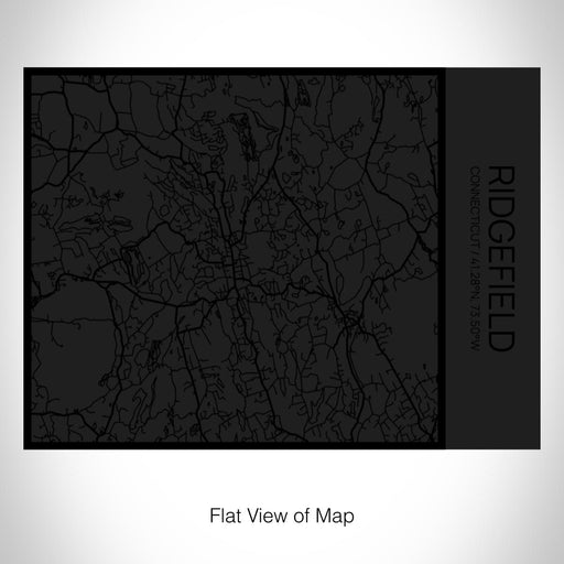 Rendered View of Ridgefield Connecticut Map on 20oz Stainless Steel Insulated Bottle with Bamboo Top in Matte Black with printed Tactile Lines Map in Black