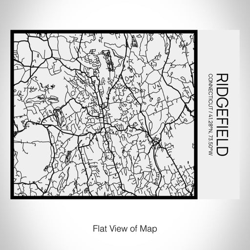 Rendered View of Ridgefield Connecticut Map on 20oz Stainless Steel Insulated Bottle with Bamboo Top in Matte White with printed Tactile Lines Map in Black