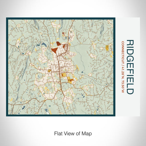 Rendered View of Ridgefield Connecticut Map on 20oz Stainless Steel Insulated Bottle with Bamboo Top with printed woodblock style map