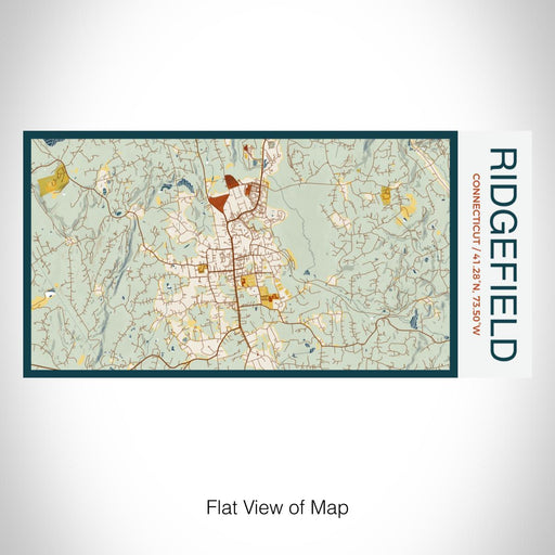 Rendered View of Ridgefield Connecticut Map on 17oz Stainless Steel Insulated Bottle with printed woodblock style map