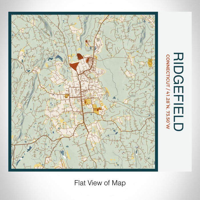 Rendered View of Ridgefield Connecticut Map on 17oz Stainless Steel Insulated Tumbler in Woodblock Map Style