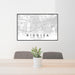 24x36 Ridglea Fort Worth Map Print Lanscape Orientation in Classic Style Behind 2 Chairs Table and Potted Plant