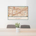24x36 Ridglea Fort Worth Map Print Lanscape Orientation in Woodblock Style Behind 2 Chairs Table and Potted Plant
