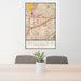 24x36 Ridglea Fort Worth Map Print Portrait Orientation in Woodblock Style Behind 2 Chairs Table and Potted Plant