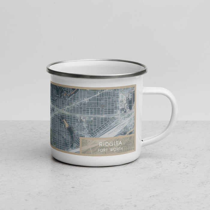 Right View Custom Ridglea Fort Worth Map Enamel Mug in Afternoon