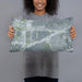 Person holding 20x12 Custom Ridglea Fort Worth Map Throw Pillow in Afternoon