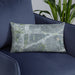Custom Ridglea Fort Worth Map Throw Pillow in Afternoon on Blue Colored Chair