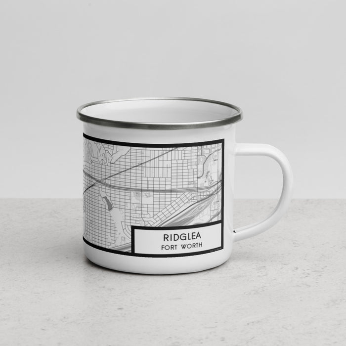 Right View Custom Ridglea Fort Worth Map Enamel Mug in Classic