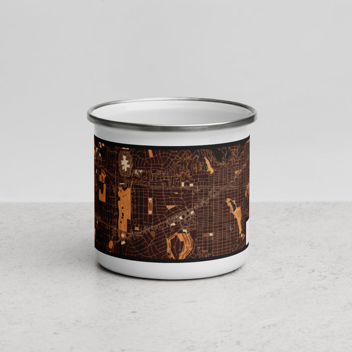 Front View Custom Ridglea Fort Worth Map Enamel Mug in Ember