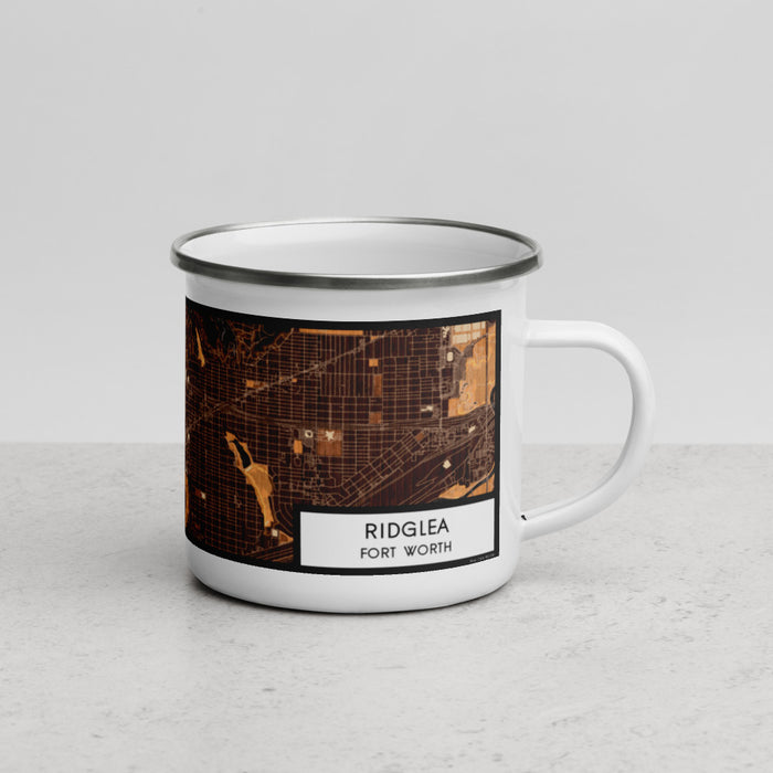 Right View Custom Ridglea Fort Worth Map Enamel Mug in Ember