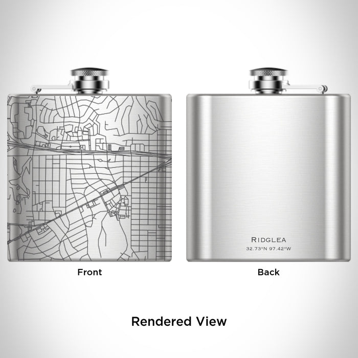 Rendered View of Ridglea Fort Worth Map Engraving on 6oz Stainless Steel Flask