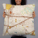 Person holding 22x22 Custom Ridglea Fort Worth Map Throw Pillow in Woodblock