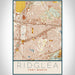 Ridglea Fort Worth Map Print Portrait Orientation in Woodblock Style With Shaded Background