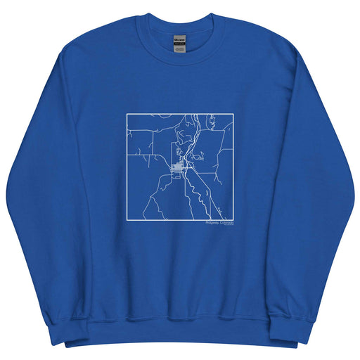 Ridgway Colorado  Map Unisex Crewneck Sweater with City inscription in Royal Blue