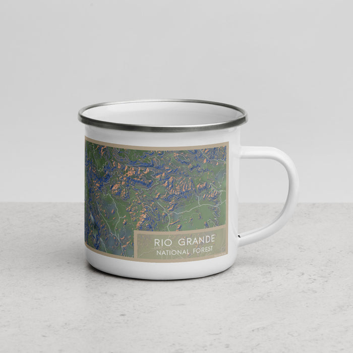 Right View Custom Rio Grande National Forest Map Enamel Mug in Afternoon