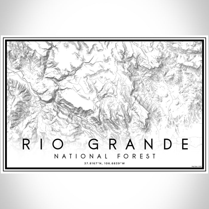 Rio Grande National Forest Map Print Landscape Orientation in Classic Style With Shaded Background