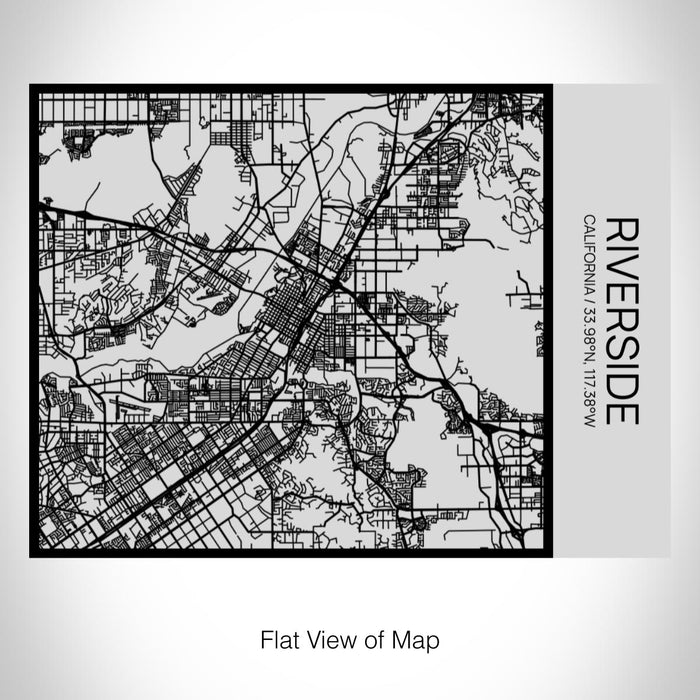 Rendered View of Riverside California Map on 20oz Stainless Steel Insulated Bottle with Bamboo Top with printed Tactile Lines Map in Black