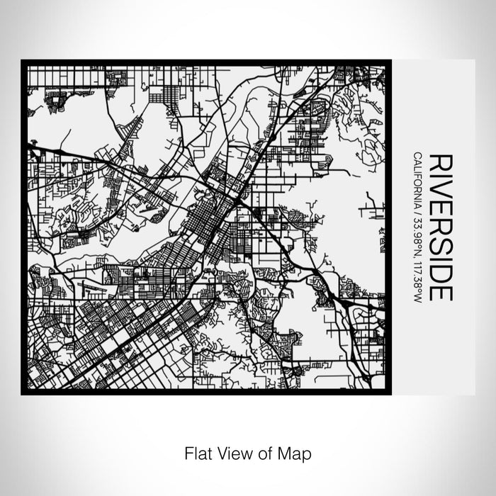 Rendered View of Riverside California Map on 20oz Stainless Steel Insulated Bottle with Bamboo Top in Matte White with printed Tactile Lines Map in Black