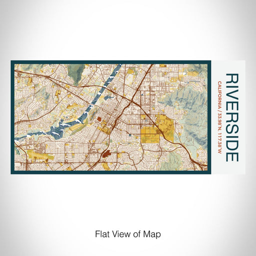 Rendered View of Riverside California Map on 17oz Stainless Steel Insulated Bottle with printed woodblock style map