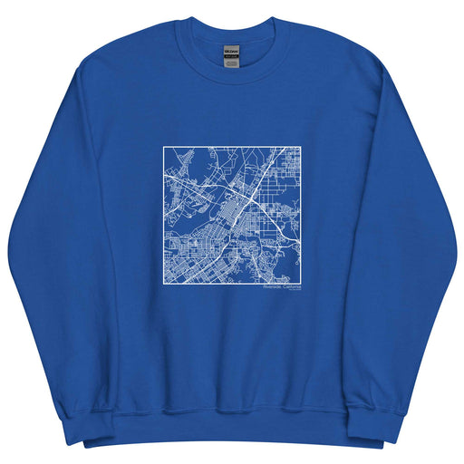 Riverside California  Map Unisex Crewneck Sweater with City inscription in Royal Blue