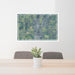 24x36 Roanoke Indiana Map Print Lanscape Orientation in Afternoon Style Behind 2 Chairs Table and Potted Plant