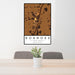 24x36 Roanoke Indiana Map Print Portrait Orientation in Ember Style Behind 2 Chairs Table and Potted Plant