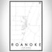 Roanoke Indiana Map Print Portrait Orientation in Classic Style With Shaded Background