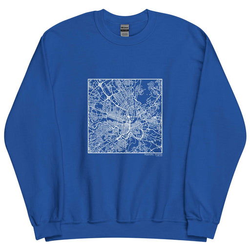 Roanoke Virginia  Map Unisex Crewneck Sweater with City inscription in Royal Blue