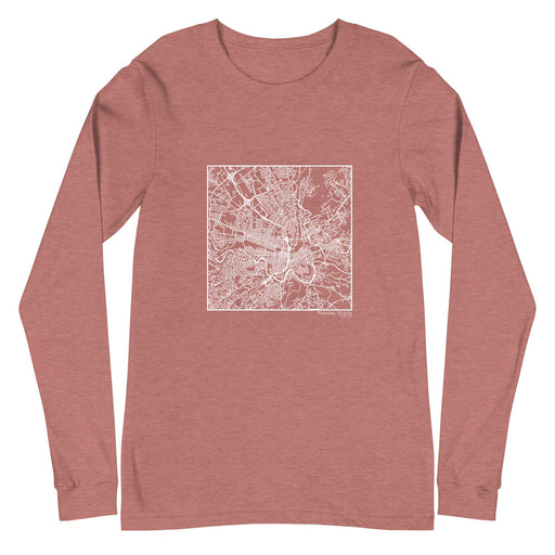 Roanoke Virginia  Map Unisex Long-Sleeve T-shirt with City inscription in Heather Mauve