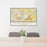 24x36 Robbinsville New Jersey Map Print Lanscape Orientation in Woodblock Style Behind 2 Chairs Table and Potted Plant
