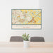 24x36 Robbinsville New Jersey Map Print Lanscape Orientation in Woodblock Style Behind 2 Chairs Table and Potted Plant