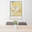 24x36 Robbinsville New Jersey Map Print Portrait Orientation in Woodblock Style Behind 2 Chairs Table and Potted Plant