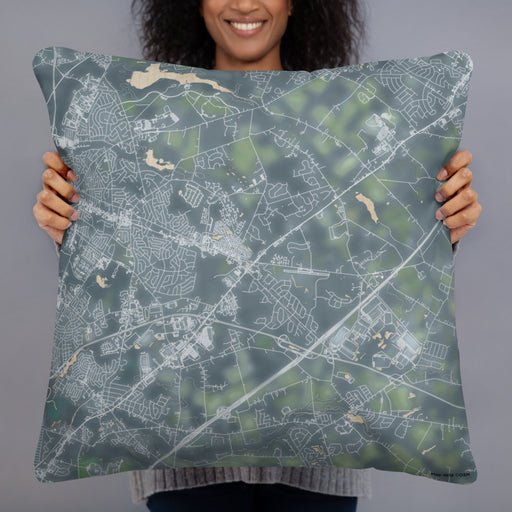 Person holding 22x22 Custom Robbinsville New Jersey Map Throw Pillow in Afternoon