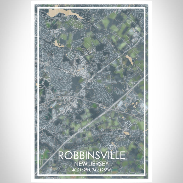 Robbinsville New Jersey Map Print Portrait Orientation in Afternoon Style With Shaded Background
