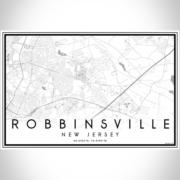 Robbinsville New Jersey Map Print Landscape Orientation in Classic Style With Shaded Background