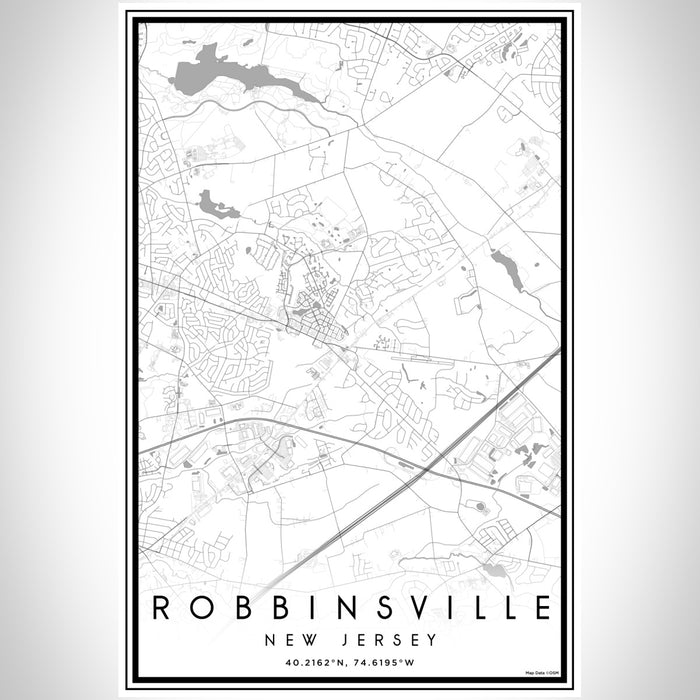 Robbinsville New Jersey Map Print Portrait Orientation in Classic Style With Shaded Background