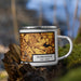 Right View Custom Robbinsville New Jersey Map Enamel Mug in Ember on Grass With Trees in Background