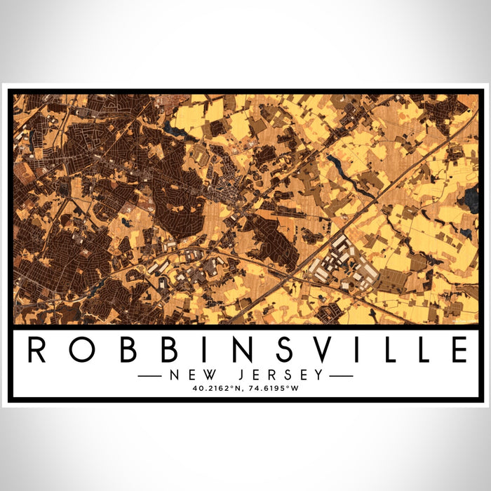 Robbinsville New Jersey Map Print Landscape Orientation in Ember Style With Shaded Background