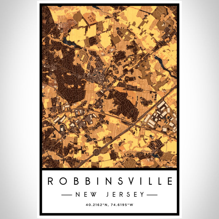 Robbinsville New Jersey Map Print Portrait Orientation in Ember Style With Shaded Background