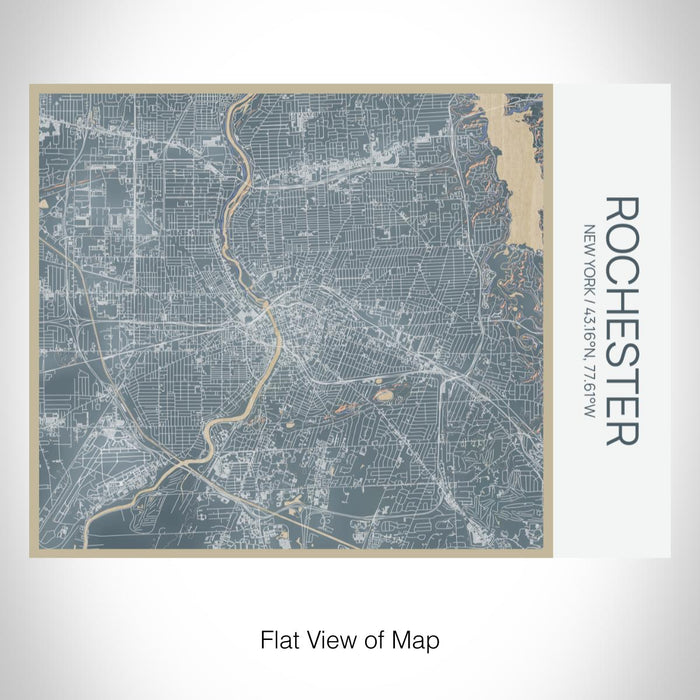 Rendered View of Rochester New York Map on 20oz Stainless Steel Insulated Bottle with Bamboo Top with printed afternoon style map