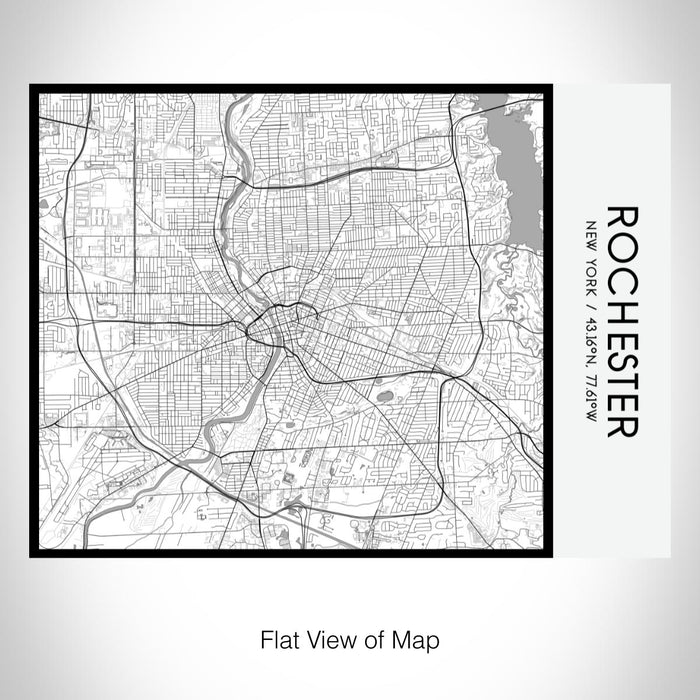 Rendered View of Rochester New York Map on 20oz Stainless Steel Insulated Bottle with Bamboo Top with printed classic style map