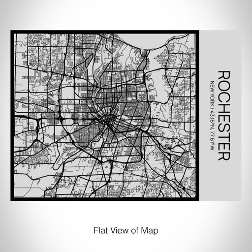 Rendered View of Rochester New York Map on 20oz Stainless Steel Insulated Bottle with Bamboo Top with printed Tactile Lines Map in Black